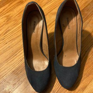 Graceland Dark Blue Suede-like Stilettos with nail head trim